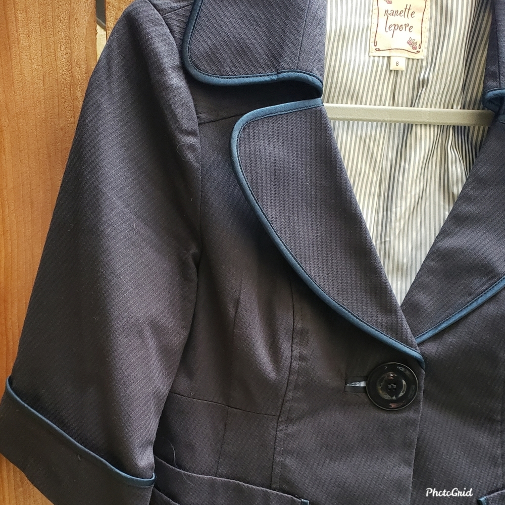Nanette Lepore Navy Blue Blazer Sz 8 - Picture 3 of 8